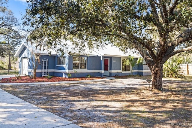 view of front of home with fence and stucco siding