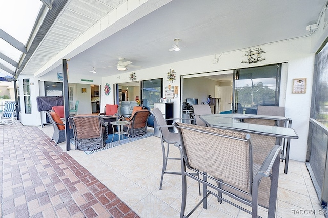 view of patio with ceiling fan