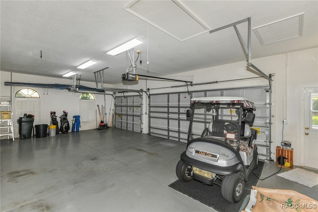 garage with a garage door opener