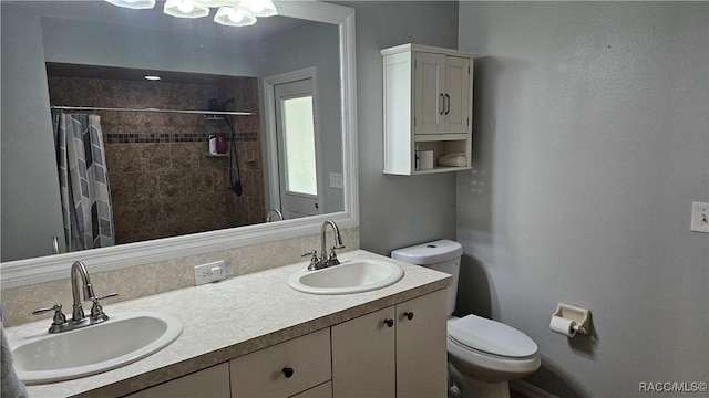 4889 N Peppermint Dr, Beverly Hills, FL 34465 - bathroom with toilet, a tile shower, and double vanity