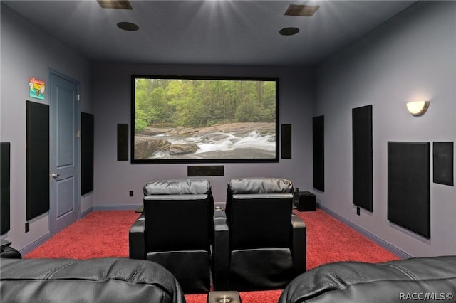 home theater room with carpet