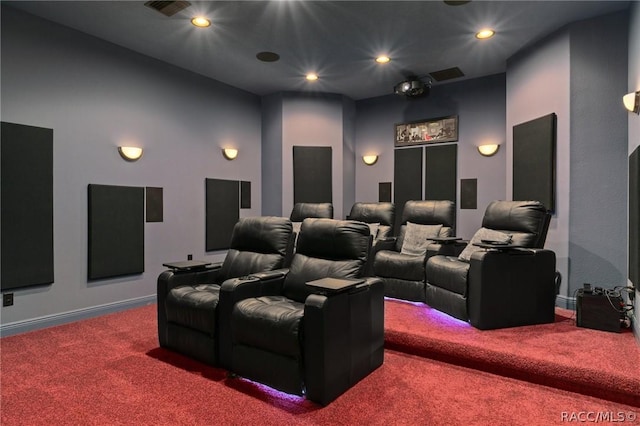 view of carpeted home theater