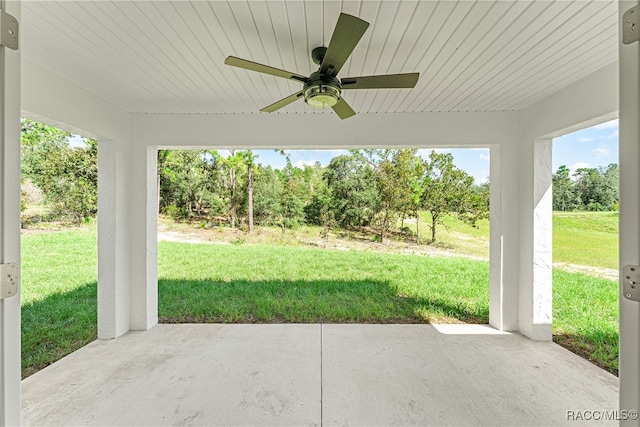 view of patio / terrace featuring ceiling fan