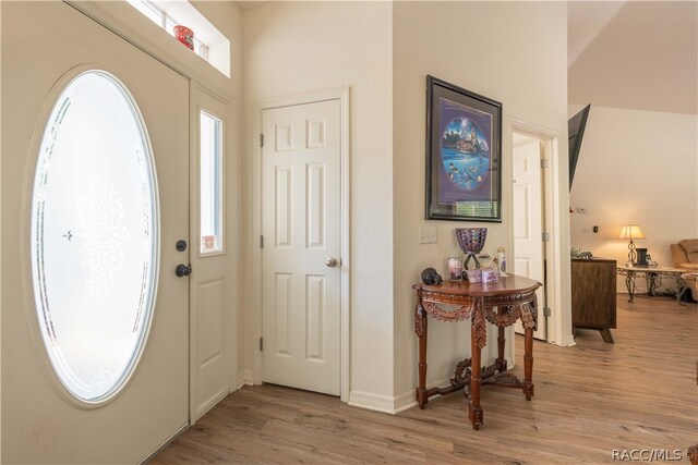 entrance foyer with light hardwood / wood-style floors