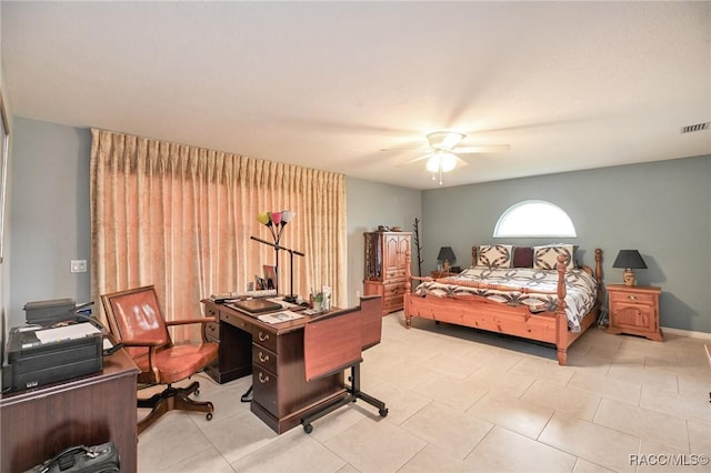 705 E Dakota Ct, Hernando, FL 34442 - bedroom featuring an office area, tile patterned floors, and ceiling fan