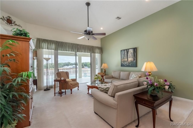 61 E Falconry Ct, Hernando, FL 34442 - living area with ceiling fan, recessed lighting, and light carpet