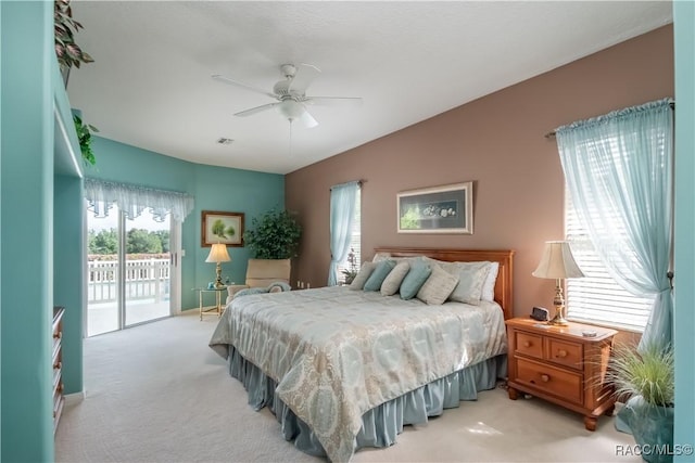 61 E Falconry Ct, Hernando, FL 34442 - carpeted bedroom with access to exterior and a ceiling fan