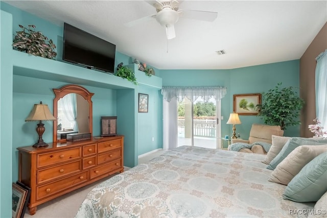 61 E Falconry Ct, Hernando, FL 34442 - carpeted bedroom featuring access to outside and a ceiling fan