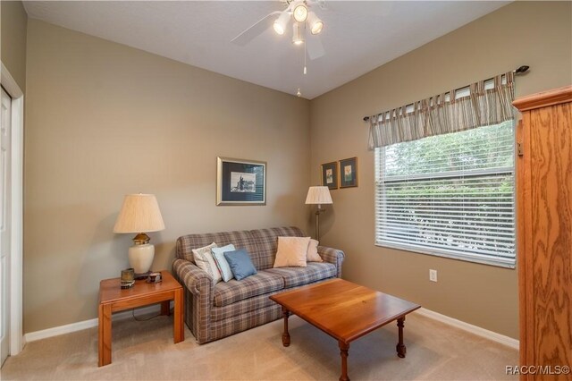 61 E Falconry Ct, Hernando, FL 34442 - living room with carpet and ceiling fan