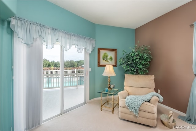 sitting room with carpet