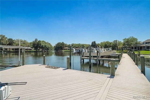 dock area featuring a water view