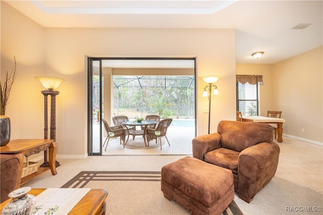 view of tiled living room