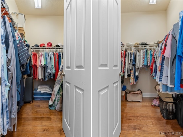 spacious closet with hardwood / wood-style flooring