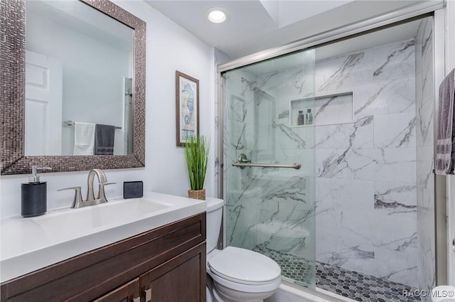 340 E Glassboro Ct Unit 19-5A, Hernando, FL 34442 - full bath with a marble finish shower, vanity, and recessed lighting
