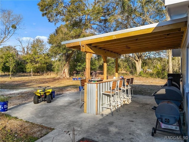 view of patio featuring grilling area and an outdoor bar