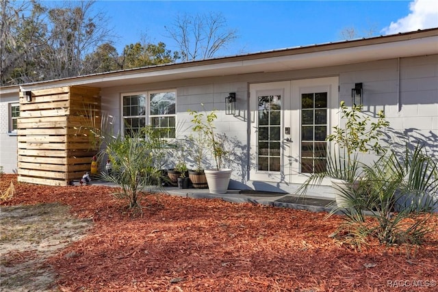 doorway to property with french doors