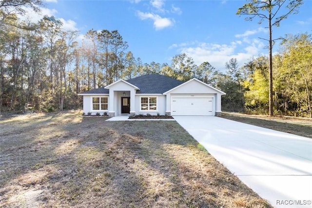 ranch-style home with a garage