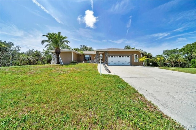 10741 W Pine Bark Ln, Crystal River, FL 34429 - ranch-style home with an attached garage, a front yard, and driveway