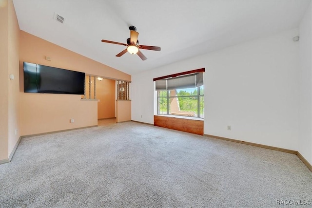 10741 W Pine Bark Ln, Crystal River, FL 34429 - carpeted empty room featuring lofted ceiling and a ceiling fan