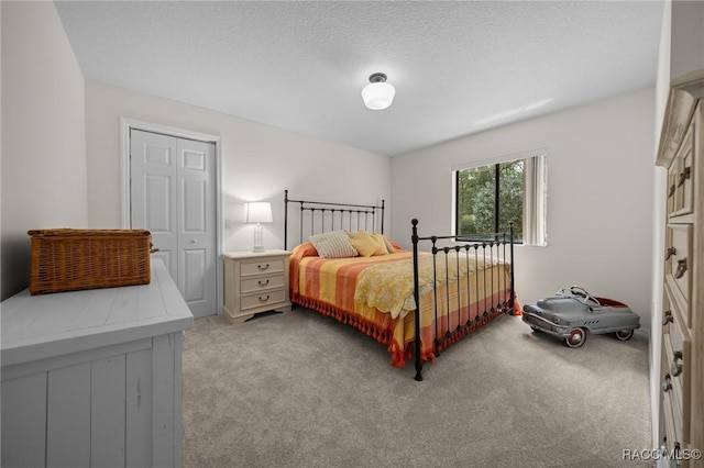 bedroom with light carpet