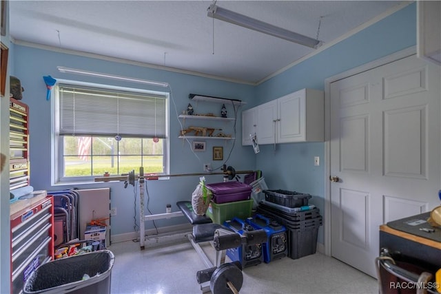11271 SE 136th Ter, Dunnellon, FL 34431 - laundry area with tile patterned floors, attic access, and crown molding
