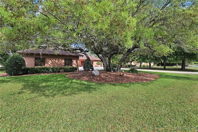 view of yard featuring an attached garage