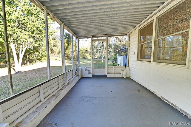 view of unfurnished sunroom