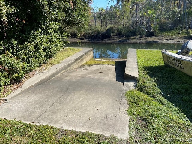 exterior space featuring a water view