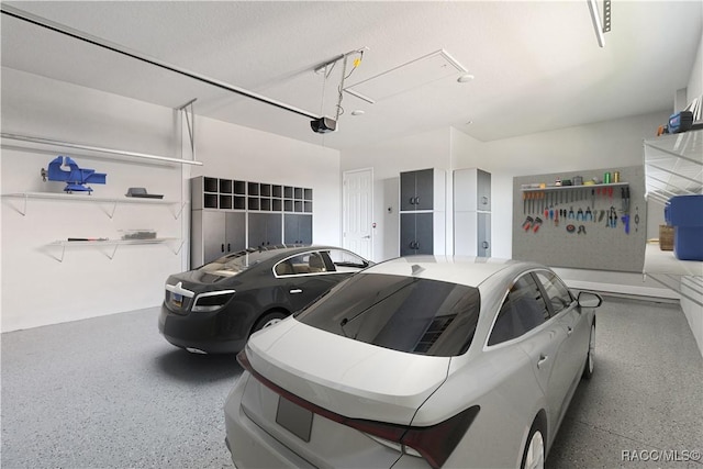 garage with a garage door opener