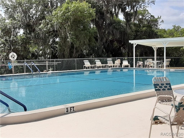 view of swimming pool featuring a patio