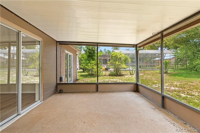 view of unfurnished sunroom