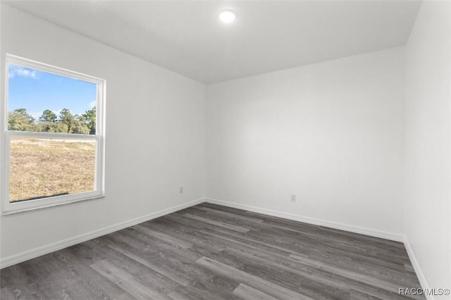 unfurnished room featuring dark wood-type flooring