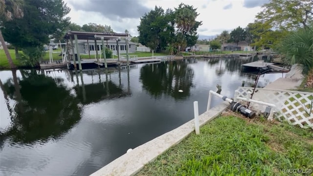 view of dock featuring a water view