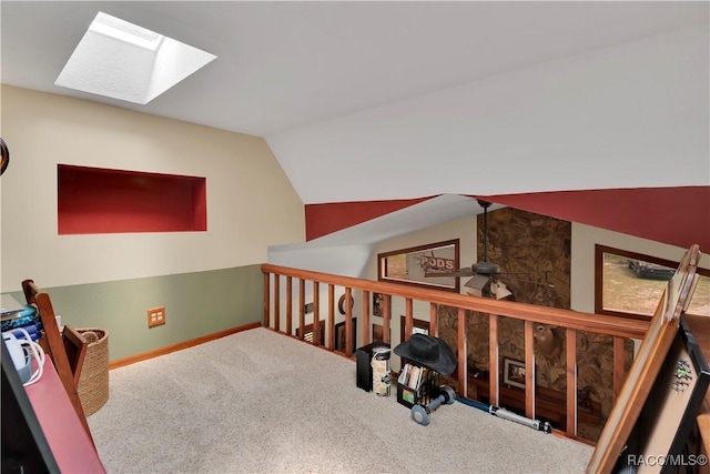 4200 W Breckenridge Ct, Beverly Hills, FL 34465 - office area featuring a skylight, carpet floors, and vaulted ceiling