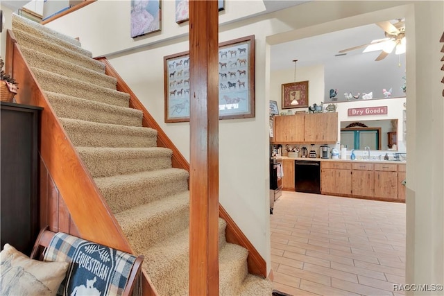 4200 W Breckenridge Ct, Beverly Hills, FL 34465 - stairs with a ceiling fan