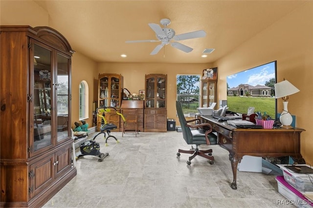 5061 W Oakhill St, Dunnellon, FL 34433 - office area with ceiling fan and recessed lighting