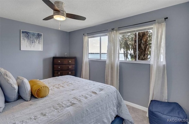 1316 Lake Ariana Blvd, Auburndale, FL 33823 - carpeted bedroom featuring a textured ceiling, a ceiling fan, and baseboards
