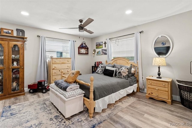 2 William Tell Ln, Beverly Hills, FL 34465 - bedroom featuring light wood-style floors, recessed lighting, and a ceiling fan