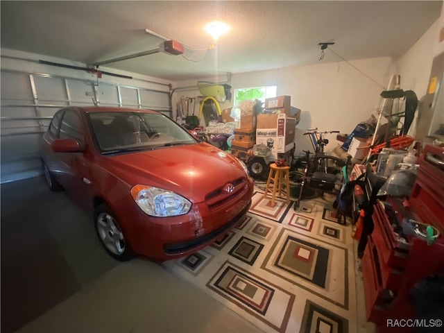 garage with a garage door opener