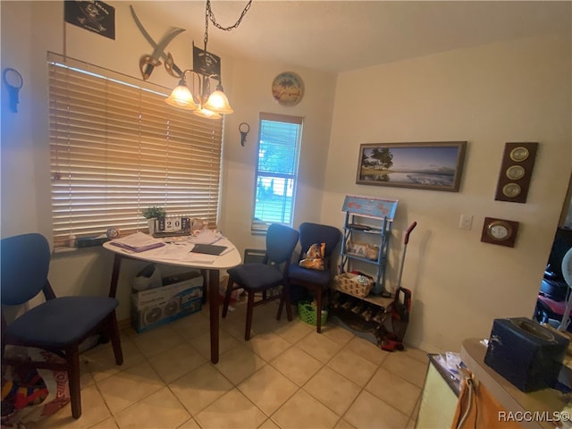 dining room featuring light tile patterned flooring