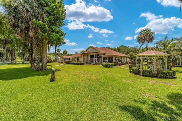 view of yard with a gazebo