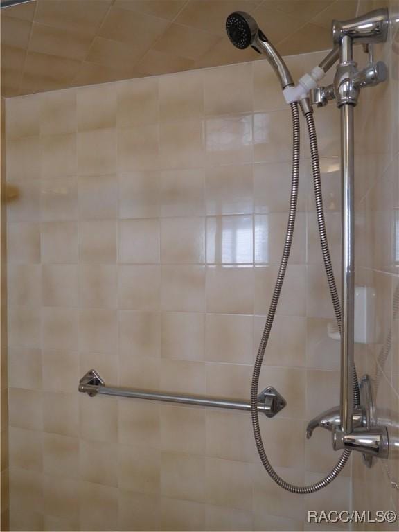 room details featuring a tile shower