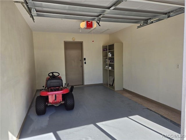 garage with a garage door opener