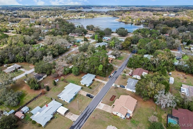 aerial view featuring a residential view and a water view