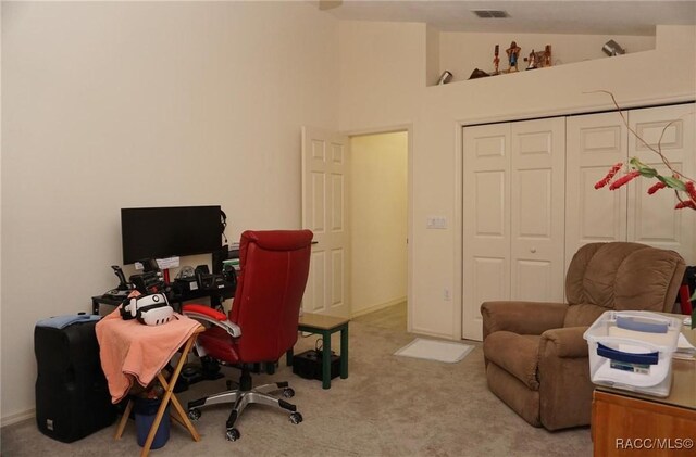 3033 N Chandler Dr, Hernando, FL 34442 - carpeted home office featuring lofted ceiling