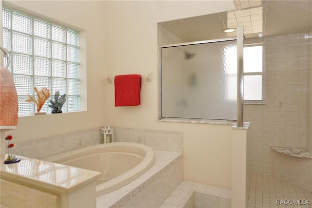 3033 N Chandler Dr, Hernando, FL 34442 - full bathroom with walk in shower, a garden tub, and tile patterned flooring
