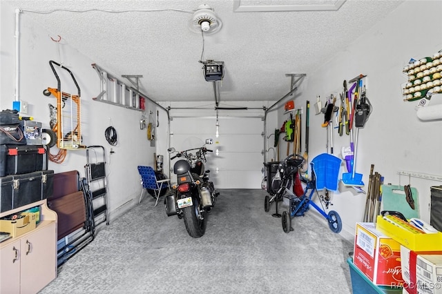 garage with a garage door opener