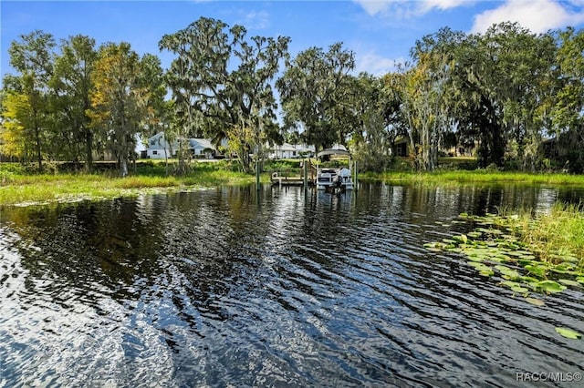 view of water feature featuring a boat dock