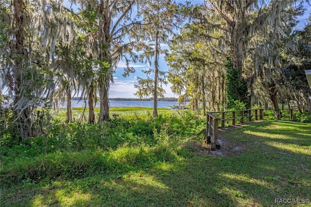 view of yard featuring a water view