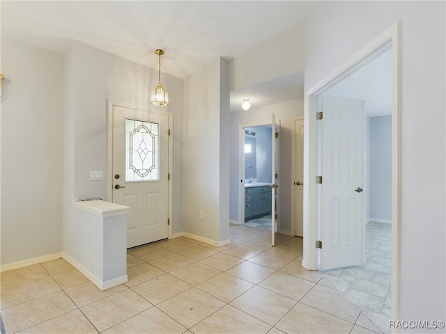 view of tiled foyer